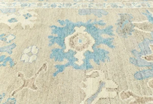 Muted Beige Floral Transitional 8X10 Oushak Oriental Rug