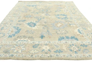 Muted Beige Floral Transitional 8X10 Oushak Oriental Rug