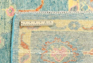 Muted Blue Floral 8X10 Oushak Chobi Oriental Rug