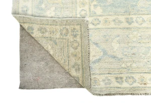 Muted Blue Floral 8X10 Oushak Distressed Oriental Rug