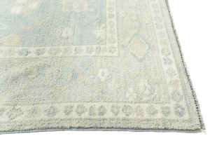Muted Blue Floral 8X10 Oushak Distressed Oriental Rug