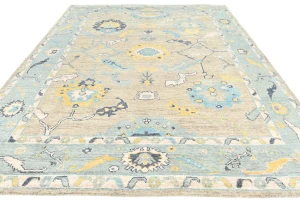 Muted Pastel Brown Transitional Floral 8X10 Oushak Oriental Rug