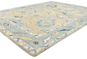 Muted Pastel Brown Transitional Floral 8X10 Oushak Oriental Rug
