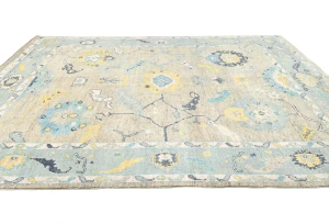 Muted Pastel Brown Transitional Floral 8X10 Oushak Oriental Rug