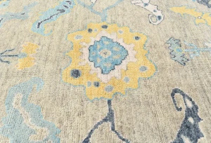 Muted Pastel Brown Transitional Floral 8X10 Oushak Oriental Rug
