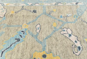 Muted Pastel Brown Transitional Floral 8X10 Oushak Oriental Rug
