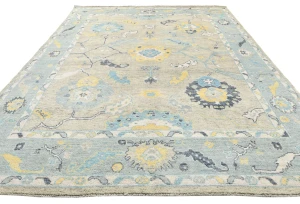 Muted Pastel Brown Transitional Floral 8X10 Oushak Oriental Rug