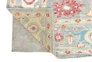 Muted Light Blue Floral 8X10 Transitional Oushak Oriental Rug