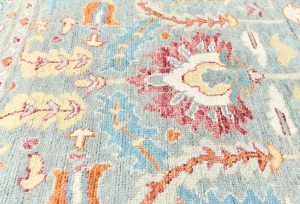 Muted Light Blue Floral 8X10 Transitional Oushak Oriental Rug