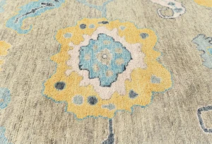 Muted Pastel Brown Floral 10X14 Transitional Oushak Oriental Rug