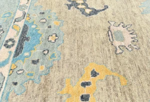 Muted Pastel Brown Floral 10X14 Transitional Oushak Oriental Rug