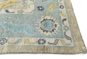 Muted Pastel Brown Floral 10X14 Transitional Oushak Oriental Rug