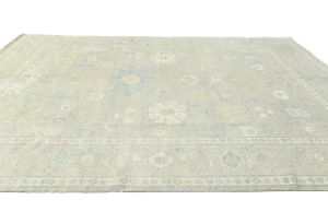 Muted Pastel Brown Floral Distressed 9X12 Oushak Chobi Oriental Rug