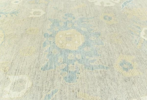Muted Pastel Brown Floral Distressed 9X12 Oushak Chobi Oriental Rug