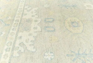 Muted Pastel Brown Floral Distressed 9X12 Oushak Chobi Oriental Rug