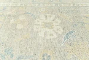 Muted Pastel Brown Floral Distressed 9X12 Oushak Chobi Oriental Rug