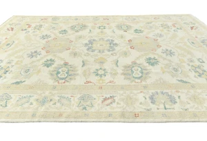 Muted Cream Floral Transitional 9X12 Oushak Chobi Oriental Rug