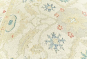 Muted Cream Floral Transitional 9X12 Oushak Chobi Oriental Rug