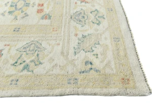 Muted Cream Floral Transitional 9X12 Oushak Chobi Oriental Rug
