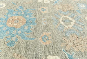 Muted Brown Floral Transitional 9X12 Oushak Oriental Rug