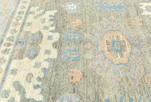 Muted Brown Floral Transitional 9X12 Oushak Oriental Rug