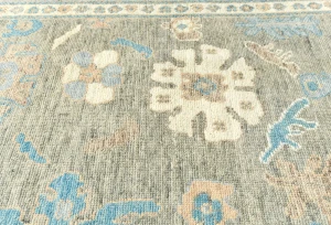Muted Brown Floral Transitional 9X12 Oushak Oriental Rug