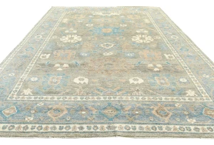 Muted Brown Floral Transitional 9X12 Oushak Oriental Rug
