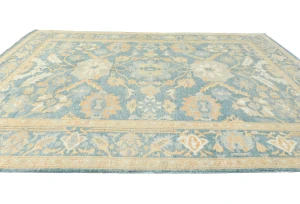 Muted Blue Floral 9X12 Oushak Oriental Rug