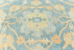 Muted Blue Floral 9X12 Oushak Oriental Rug