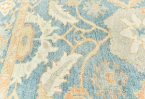 Muted Blue Floral 9X12 Oushak Oriental Rug