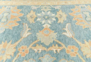Muted Blue Floral 9X12 Oushak Oriental Rug