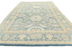 Muted Blue Floral 9X12 Oushak Oriental Rug