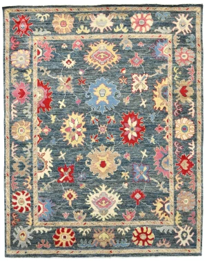 Muted Gray Floral 8X10 Oushak Oriental Rug