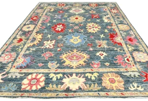 Muted Gray Floral 8X10 Oushak Oriental Rug