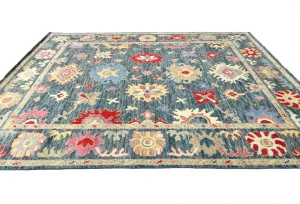 Muted Gray Floral 8X10 Oushak Oriental Rug