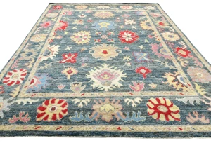 Muted Gray Floral 8X10 Oushak Oriental Rug