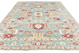 Muted Gray Floral 8X10 Oushak Oriental Rug