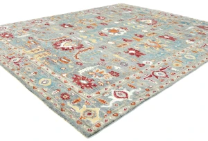Muted Gray Floral 8X10 Oushak Oriental Rug