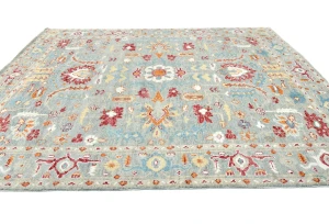 Muted Gray Floral 8X10 Oushak Oriental Rug