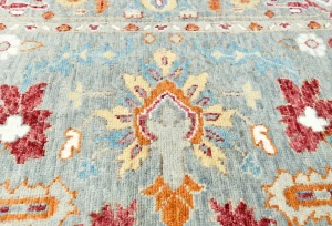 Muted Gray Floral 8X10 Oushak Oriental Rug
