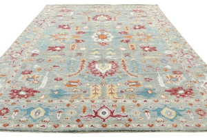 Muted Gray Floral 8X10 Oushak Oriental Rug