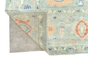 Muted Blue-gray Floral 9X12 Oushak Oriental Rug