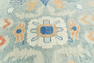 Muted Blue-gray Floral 9X12 Oushak Oriental Rug