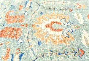 Muted Blue-gray Floral 9X12 Oushak Oriental Rug