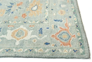 Muted Blue-gray Floral 9X12 Oushak Oriental Rug