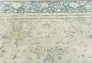 Vintage Muted Beige Floral 10X13 Distressed Oriental Rug