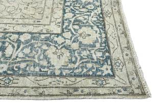 Vintage Muted Beige Floral 10X13 Distressed Oriental Rug