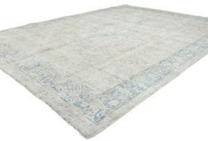 Antique Muted Beige Floral 10X13 Distressed Vintage Oriental Rug