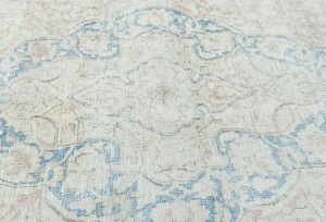 Antique Muted Beige Floral 10X13 Distressed Vintage Oriental Rug
