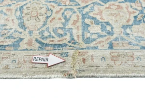 Antique Muted Beige Floral 10X13 Distressed Vintage Oriental Rug